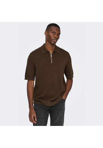 Only & Sons Menu Structure Erkek Kahverengi Polo Tişört 22038171-psl