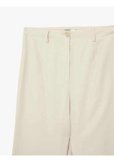 Koton Viskon Kupro Kumaş Bol Kesim Düz Bol Paça Pantolon Taş 6sak40047pw