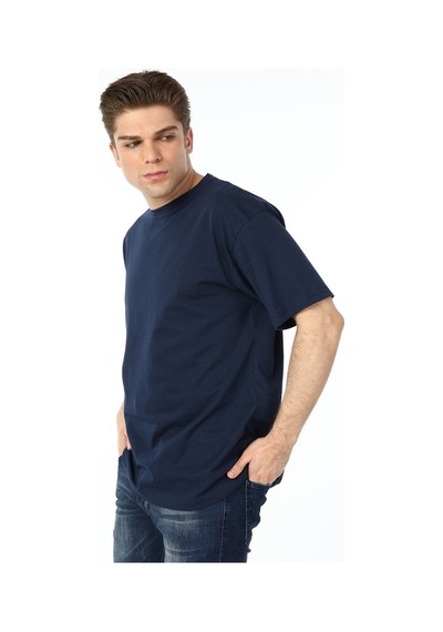 Erkek Lacivert Basic Oversize T-Shirt Lacivert
