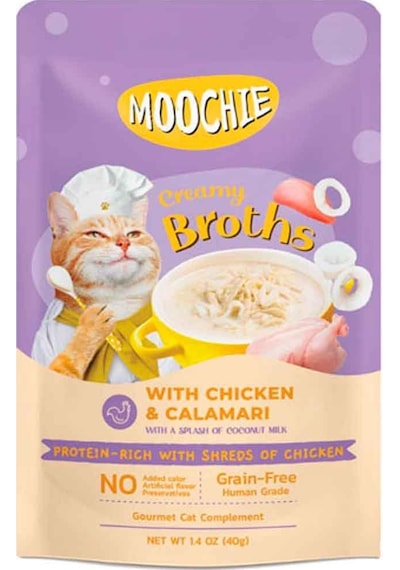 Moochie Tahılsız Parça Tavuklu Kalamarlı Kedi Çorbası 40 G