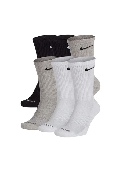 Nike Everyday Plus Pamuklu Unisex Siyah Gri Beyaz 6 Çift Çorap