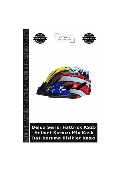 Delux Serisi Hattrick Ks25 Helmet Kırmızı Mix Kask Bas Koruma Bisiklet Kaskı