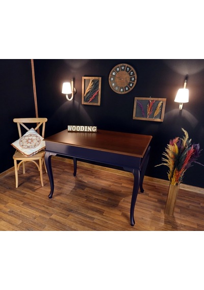 Wooding-Mobilya Wooding 100 Cm Masif Lacivert Ceviz Yemek Masası