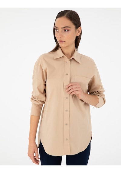 Pierre Cardin Kadın Bej Gömlek Desenli 50299581-vr011 Bej