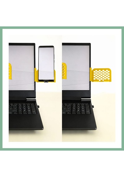 Bşkvirgo 3d Baskı Monitor Telefon Tutucu - Petek Desenli Laptop Kenar Telefon Tutucu-sarı Bsk2026 Standart