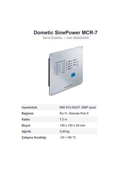 Dometic Sinepower Mcr-7 İnvertör Uzaktan Kumandası Msp / Msı, 7,5 M Kablolu 9600000090 Dometic Sinepower Mcr-7 İnvertör Uzaktan Kumandası Msp / Msı, 7,5 M Kablolu 9600000090