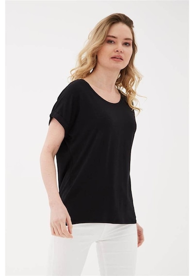 Fashion Friends Bisiklet Yaka Siyah Kadın Bluz 26y0194k1