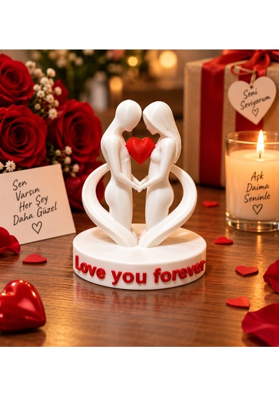 Sevgiliye Hediye Aşık Çift Figürü Love You Forever Dekoratif Biblo Romantik Masa Süsü Özel Gün Hediyesi 0