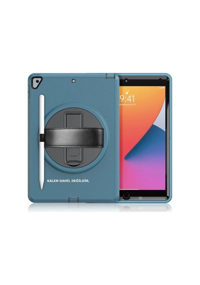 Mey İthalat Apple iPad 10.2 7.nesil Kılıf Hand Strap Tablet Kılıfı - Turkuaz