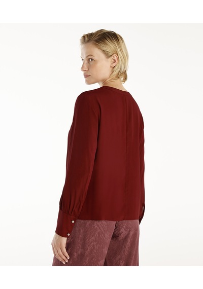 Yargıcı Yaka Detaylı Bluz Bordo