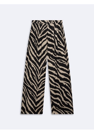 LTB Zebra Desinli Geniş Paça Siyah Pantolon