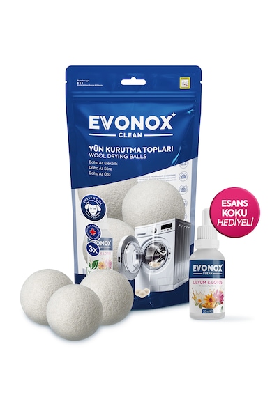 Clean 3 Adet Çamaşır Yün Keçe Kurutma Topu + 30ml Esans Koku Hediye - Doğal Ve Çevre Dostu
