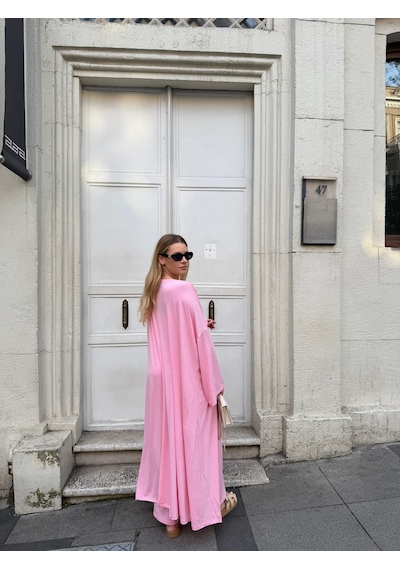 Bonacosa Kadın Viskon 3 Lü Takım Kimono + Beli Lastikli Salaş Pantolon + Kısa Kol Tshirt 8 Renk Pembe Bonacosa Kadın Viskon 3 Lü Takım Kimono + Beli Lastikli Salaş Pantolon + Kısa Kol Tshirt 8 Renk Pembe