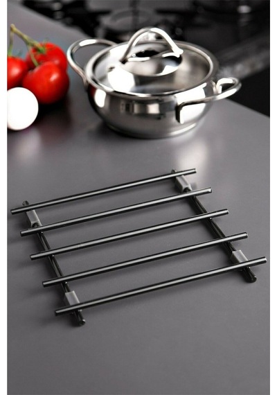 Siyah Nihale Çaydanlik Tencere Altılığı Çelik Demir Nihale Lampling Kare Metal Altlık Jüt Diğer