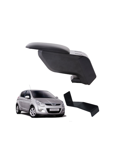 Hyundai İ20 2008 Delmesiz Çelik Ayaklı Siyah Kolçak Kol Dayama