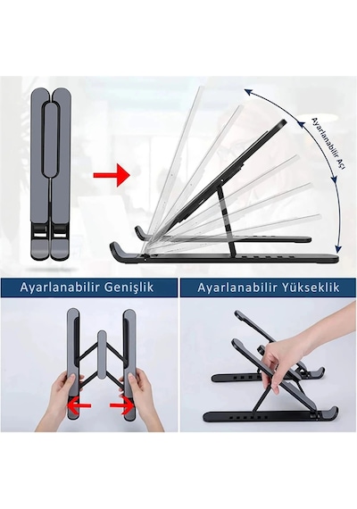 Etashop Katlanabilir Ergonomik Laptop Standı 9",15.6" Notebook Tablet Uyumlu Ayarlanabilir Yükseklik