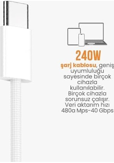 Turbo Saniye Göstergeli Usb Type-c Şarj Kablosu - Hasır Kırılmaz Özel Kablo