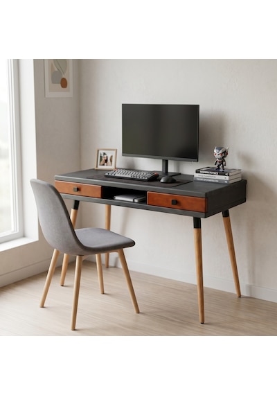 Mobenta Modest Desk: Masif Çalışma & Laptop Masası 2 Çekmece 1 Bölme - 120x60 An-bk Antrasit-bakır Mobenta Modest Desk: Masif Çalışma & Laptop Masası 2 Çekmece 1 Bölme - 120x60 An-bk Antrasit-bakır