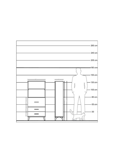 Hyperion Dolap 2 Raflı 3 Çekmeceli 60x44x134 Çam-çam Atlas Çam
