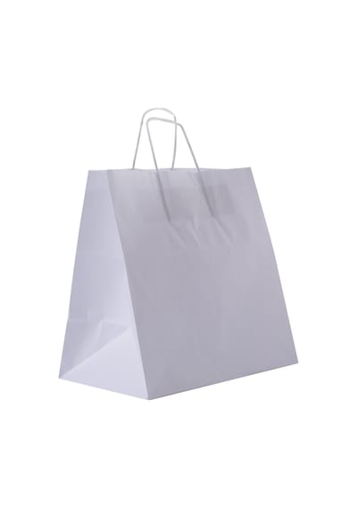 Büküm Saplı Beyaz Kağıt Çanta 33x20x33 Cm 25'li