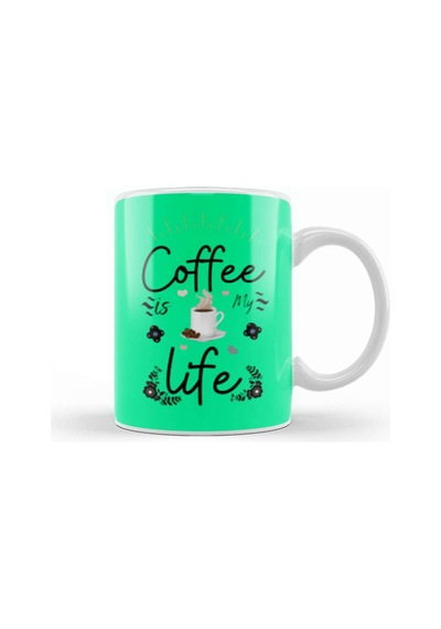 Coffee İs My Life Funny Coffee Drinks Lover Gift Quote Kupa Bardak Porselen Karışık
