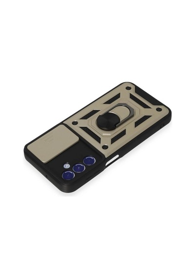 Samsung Samsung Uyumlu Galaxy M34 5g Kılıf Pars Lens Yüzüklü Silikon - Gold