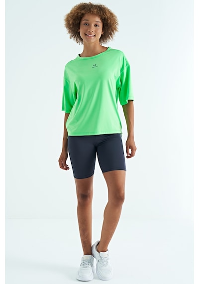 Tommylife Tommy Life Neon Yeşil O Yaka Baskı Detaylı Oversize Kısa Kol Kadın T-shirt - 97263 Neon Yeşil