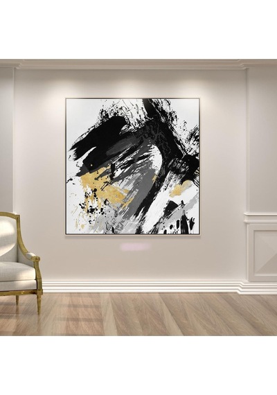 Soyut Büyük Boy El Yapımı Yağlı Boya Tablo 115x116cm