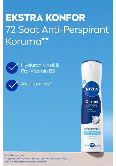 Nivea Derma Control Defend Kadın Sprey Deodorant 150 Ml
