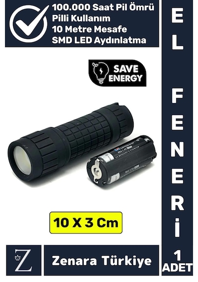 Premium Kamp Avcı Balıkçı Güvenlik Deprem Enerji Tasarrufu Güçlü Beyaz Işık Pilli Mini El Feneri Çok Renkli