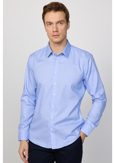 Tudors Slim Fit Non-ıron Ütü Gerektirmez Mavi Erkek Gömlek-30455-mavi Mavi