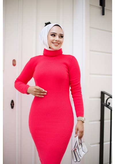 Hira Life Fashion Kadın Elbise Tesettür Giyim Balıkçı Yaka Ve Dar Kesim Triko Kalem Elbise Fuşya Fuşya Hira Life Fashion Kadın Elbise Tesettür Giyim Balıkçı Yaka Ve Dar Kesim Triko Kalem Elbise Fuşya Fuşya