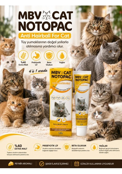 Mbv İlaç Mbv Notopac Ekstra Malt Soft Tüy Yumağı Kontrol Peynirli Kedi Macunu 50 Gr