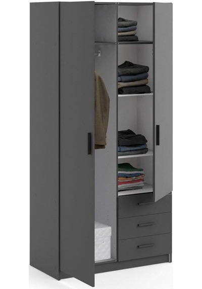 Mimoza Giyinme Dolabı - Çok Amaçlı Dolap - Gardırop 90 Cm-2 Kapaklı-3 Çekmeceli