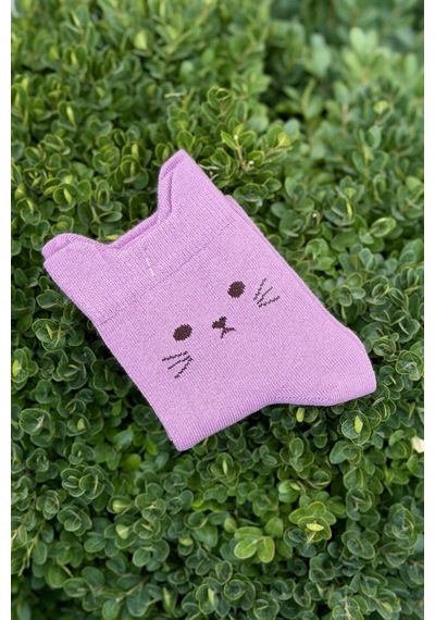 Lousocks Unisex Kedi Kulaklı Pati Desenli Pembe Soket Çorap
