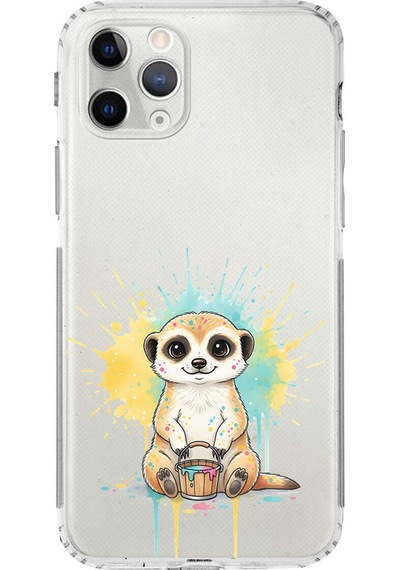 Apple Uyumlu iPhone 11 Pro İle  Splash Mirket Tasarımlı Kamera Korumalı Şeffaf Silikon Kılıf 051h