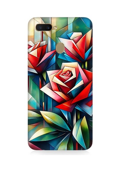 Oppo Reno Ax7 Uyumlu Soyut Origami Gül Deseni Desenli Silikon Kılıf Çok Renkli