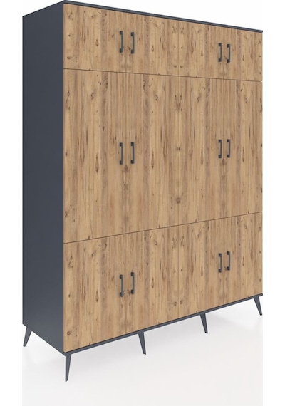 Kronos Gardrop 10 Raflı 12 Kapaklı 2 Askılı 176x59x221 Antrasit-çam Çam Kronos Gardrop 10 Raflı 12 Kapaklı 2 Askılı 176x59x221 Antrasit-çam Çam
