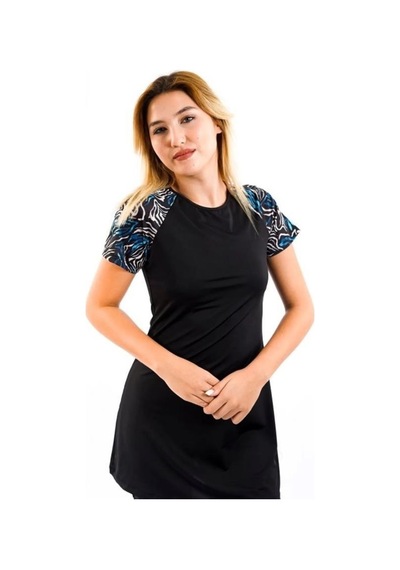 Tesmay 0449 Siyah Kısa Kol Havuz Mayosu 001