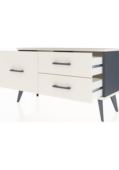 Arges Şifonyer 3 Çekmeceli 88x30x48 Antrasit-aytaşı Aytaşı