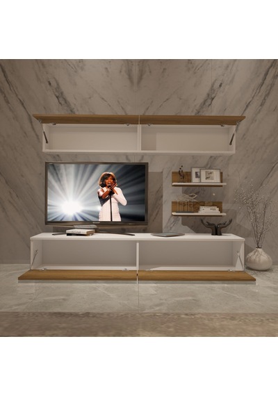 Decoraktiv Eko 5 Mdf Std Tv Ünitesi Tv Sehpası - Beyaz Pera Beyaz - Meşe