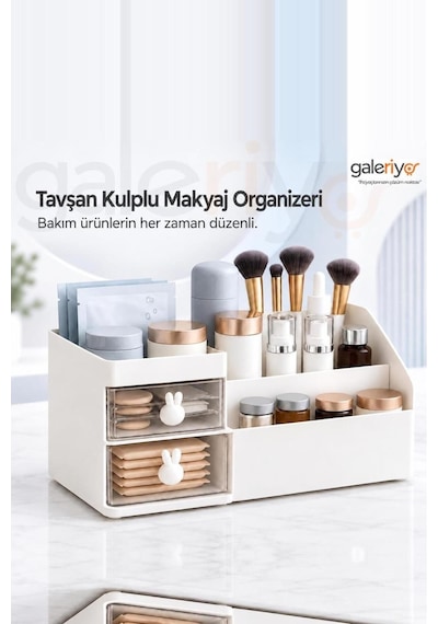Galeriyo Makyaj Organizeri Çekmeceli Beyaz