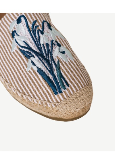 Yargıcı Nakış Detaylı Çizgili Kumaşlı Espadril 26ykay4029x 017 Bej