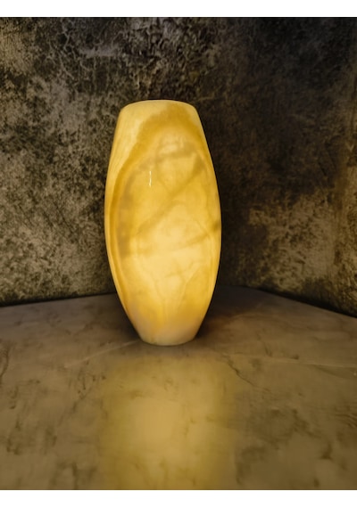 Mermer Onyx Oval Vazo, Doğal Taş Vazo Çok Renkli