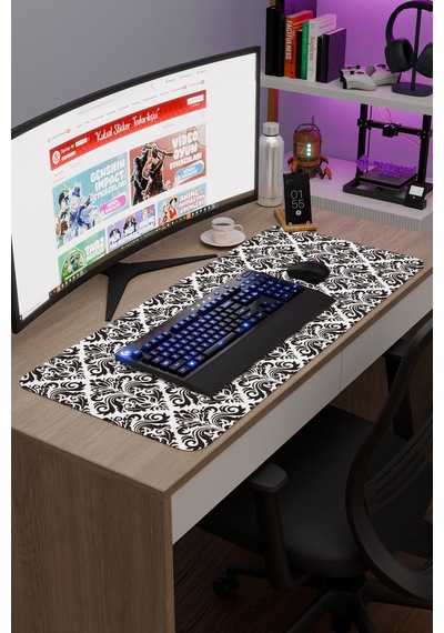 Türk Çini Kaymaz Dikişli Kauçuk Oyuncu Mousepad V5 - 90x40 Xxl Gaming Mouse Pad Fare Altlığı