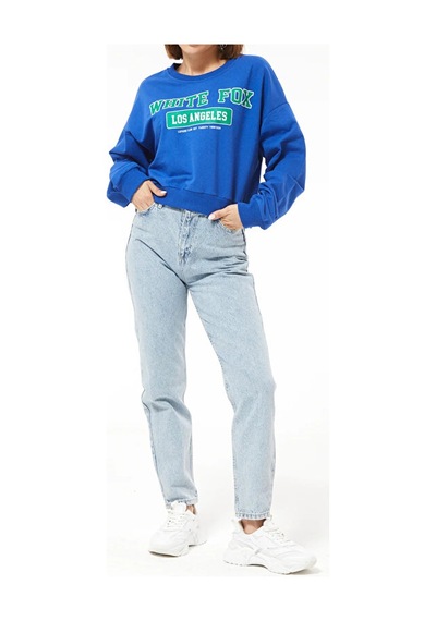 Tex Republic Kadın Siyah Baskılı Sweatshirt Mavi
