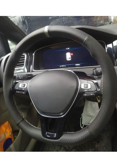 Vw Passat B8-b8,5 Uyumlu Direksiyon Kılıfı Dikmeli Alkantara-karbon Gri Yüzüklü