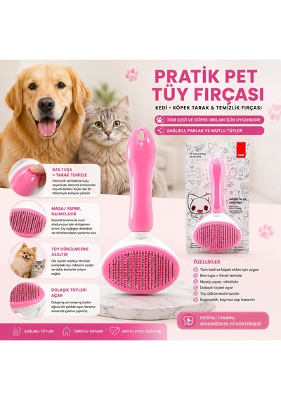 Pratik Kedi Köpek Tarak - Temizlik Fırçası Pet Shop 5639