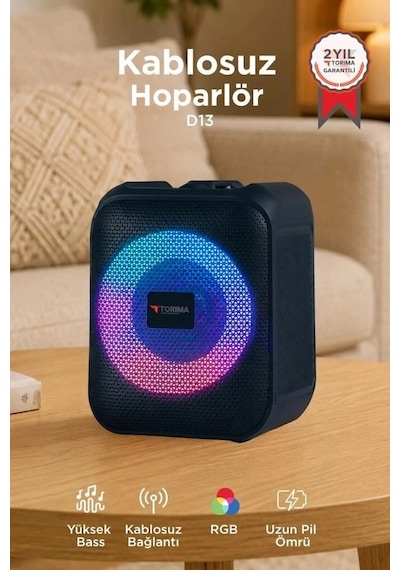Özel Seri Torima Bluetooth Hoparlör Rgb D13 Siyah Akustik Ürün Kablosuz Alet Ses Yayan