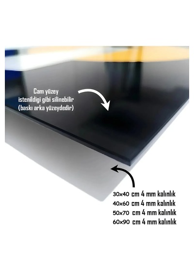 Beyaz Gold 3d Çiçekli Cam Tablo Çerçeveli Temperli İkili Dikey